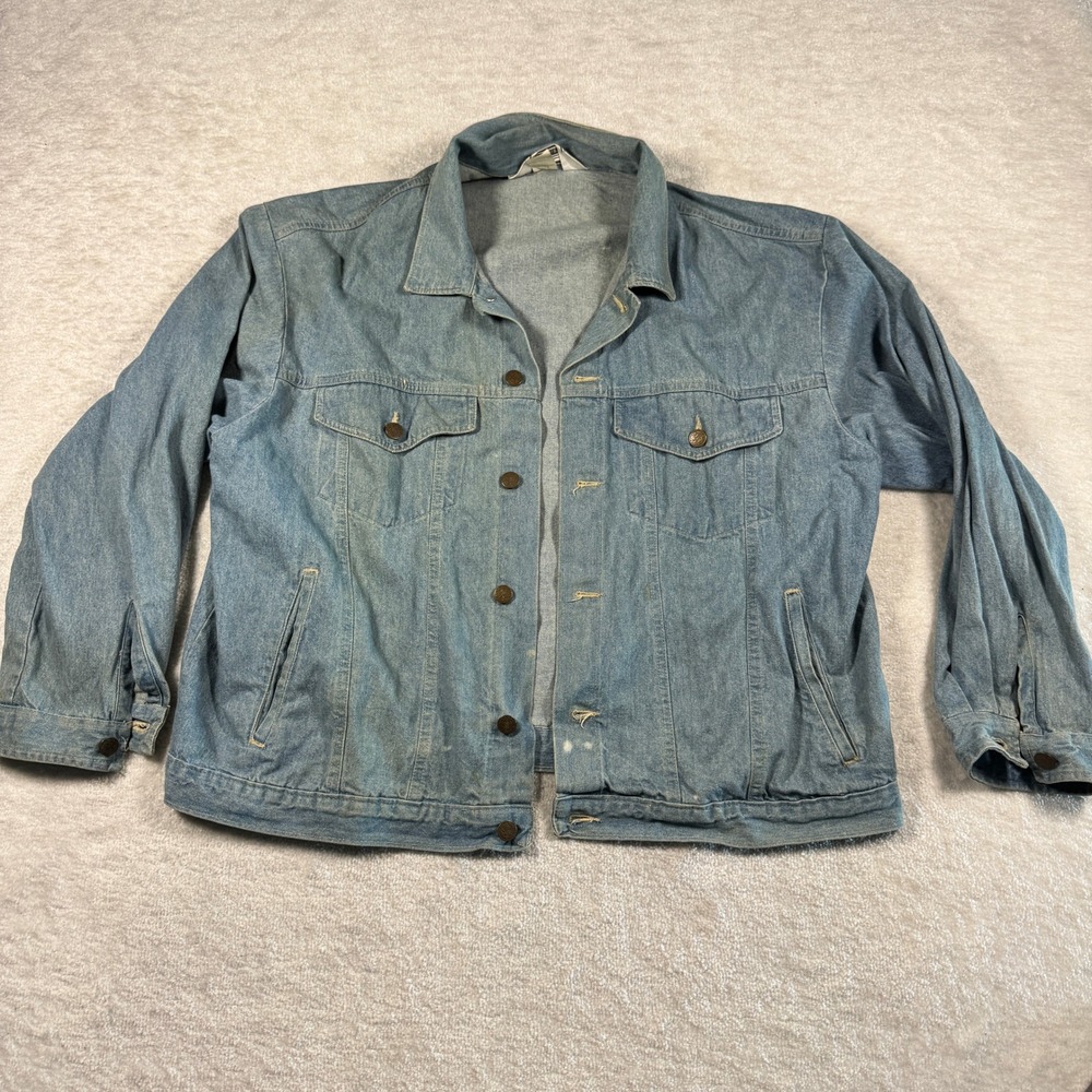 Vintage Modern Essentials Denim Jacket Womens 1X Light Wash Cotton Made in USA